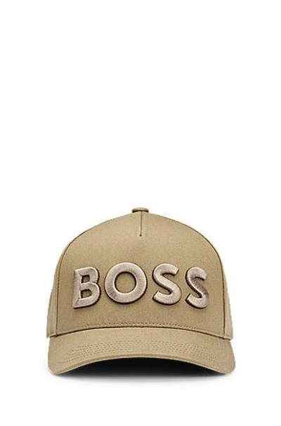 Hugo Boss Cotton-twill Five-panel Cap With Embroidered Logo In Brown