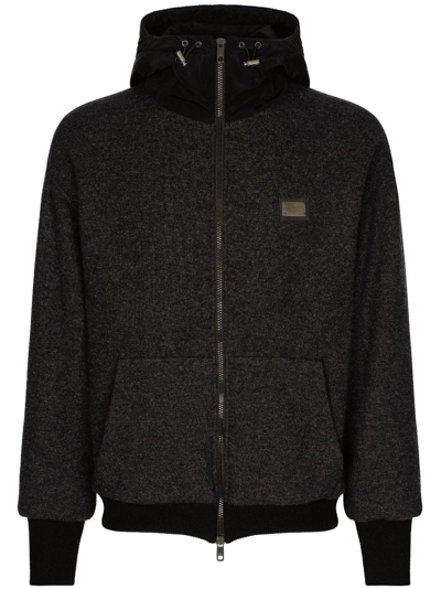 Dolce & Gabbana Hooded Zip-up Jacket In Nero