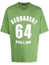DSQUARED2 GREEN CREW-NECK T-SHIRT WITH LOGO PRINT