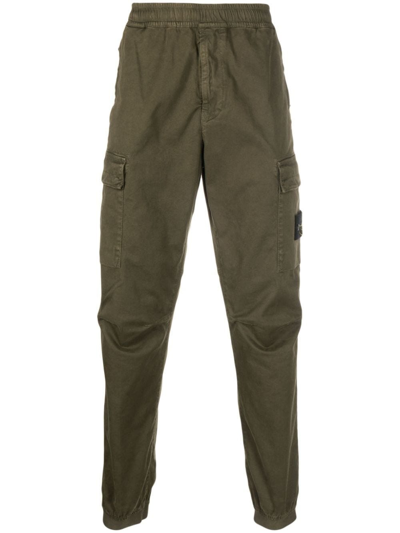 Stone Island Tapered Cargo Trousers In Green
