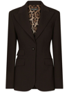 DOLCE & GABBANA BROWN SINGLE-BREASTED BLAZER WITH LOGO PLAQUE