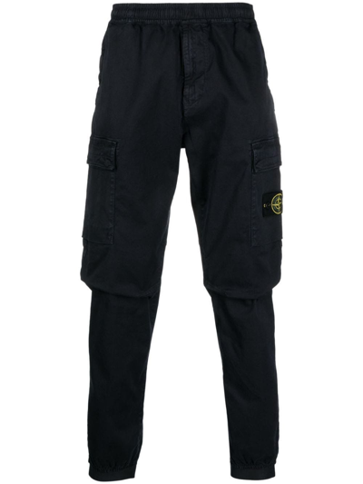 Stone Island Compass-patch Cargo Trousers In Blue