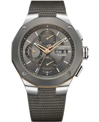 Pre-owned Baume Et Mercier Baume & Mercier Riviera Chronograph Grey Dial Rubber Men's Watch M0a10722