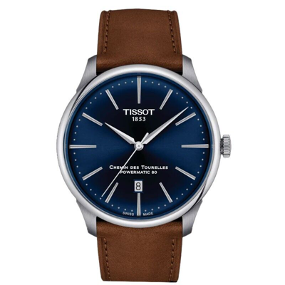 Pre-owned Tissot Chemin Des Tourelles Powermatic 80 Blue Dial Men's Watch T1394071604100
