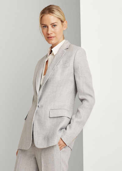 Pre-owned Lauren Ralph Lauren $325 Herringbone Linen Blue/gray Jacket Blazer Size 14