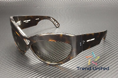 Pre-owned Saint Laurent Sl 73 002 Cat Eye Injection Havana Grey 67 Mm Women's Sunglasses In Gray