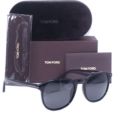 Pre-owned Tom Ford Ansel Tf 858-n 01a Polished Black/grey Authentic Sunglasses 53-20 In Gray