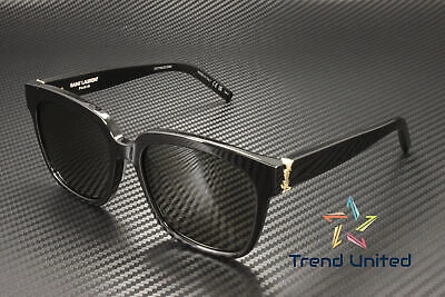 Pre-owned Saint Laurent Sl M40 003 Rectangular Acetate Black Grey 54 Mm Women's Sunglasses In Gray