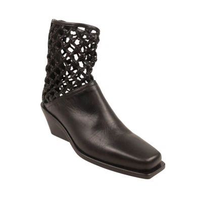 Pre-owned Ann Demeulemeester Black Lattice Mule Ankle Boots Size 9/39 $1350