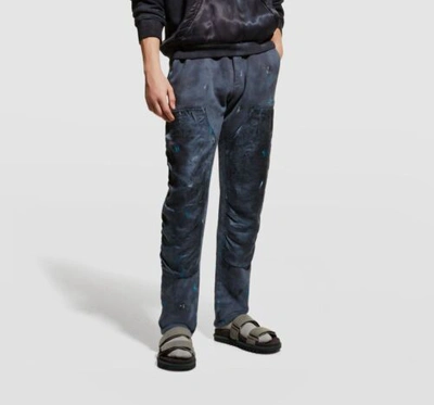 Pre-owned Lost Daze $751  Men's Blue Paint Splatter Drawstring Waist Sweatpants Size Xxl