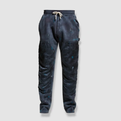 Pre-owned Lost Daze $751  Men's Blue Paint Splatter Drawstring Waist Sweatpants Size M