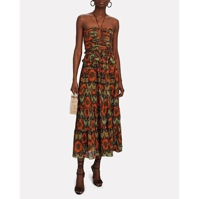 Pre-owned Ulla Johnson $725  Evanthe Floral Chiffon Midi Dress In Multicolor