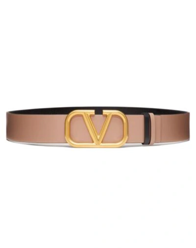 Pre-owned Valentino Garavani Valentino V Logo Belt Reversible 40mm Size 85 In Beige