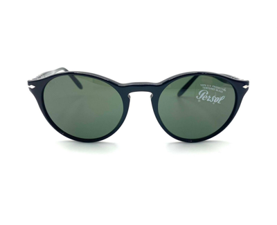 Pre-owned Persol Po3092sm Sunglasses 9014/31 Black/green Lens 50mm