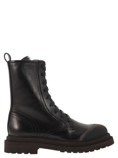 Brunello Cucinelli Monile Ankle Boots In Black