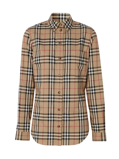 Burberry `lapwing` Checked Shirt In Archive Beige