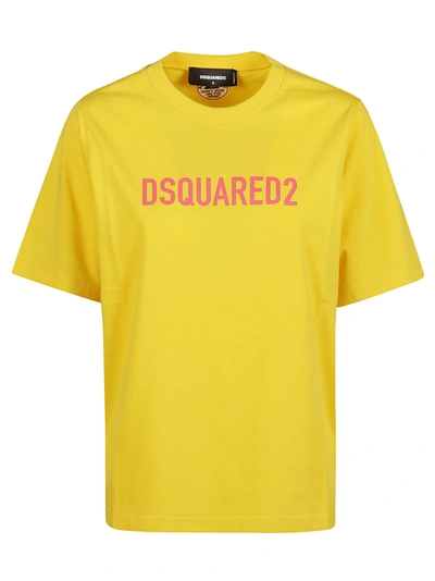 Dsquared2 T-shirt With Logo In Yellow