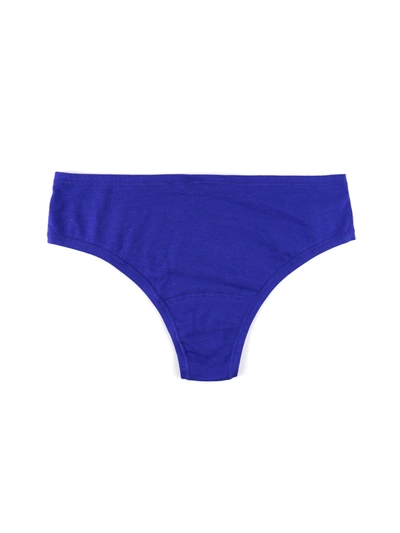 Hanky Panky Playstretch Natural Rise Thong Lapis Blue In Multicolor