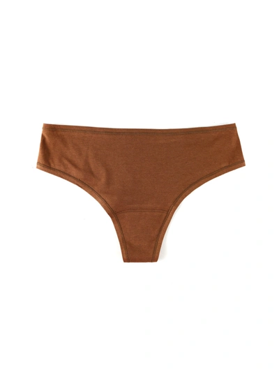 Hanky Panky Playstretch Natural Rise Thong Macchiato Brown In Multicolor
