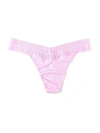 Hanky Panky Cotton & Stretch Lace Original Rise Thong In Pink