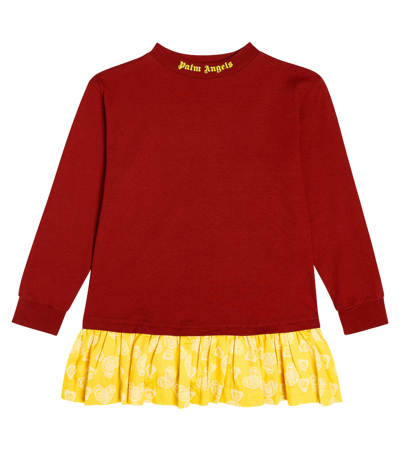 Palm Angels Kids' Logo Cotton Jersey Sweater Dress In Multicoloured