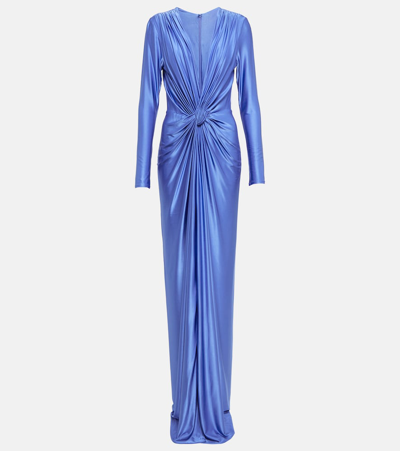 Costarellos Swanson Satin Gown In Blue