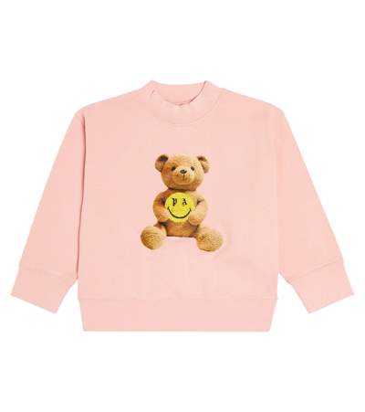 Palm Angels Kids' Bear-print Round-neck Cotton-jersey Sweatshirt 4-12 Years In Pink