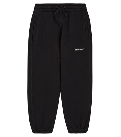 Off-white Kids' Logo Cotton Sweatpants In Black
