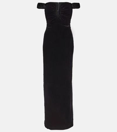 Roland Mouret Off-shoulder Velvet Gown In Black