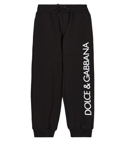 Dolce & Gabbana Kids' Logo Cotton Jersey Sweatpants In Black