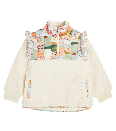 Chloé Kids' Patchwork Faux Shearling Jacket In Multicoloured