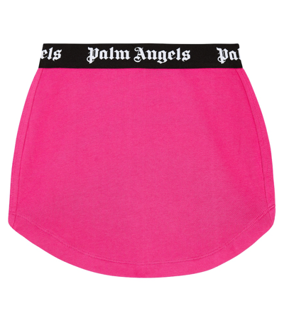 Palm Angels Kids' Logo Cotton Jersey Skirt In Pink