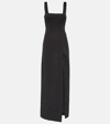 Staud Portrait Square-neck Column Slit Dress In Black