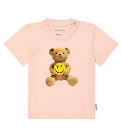 Palm Angels Pink T-shirt For Baby Girl With Bear