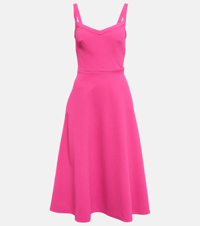 Emilia Wickstead Elvita Sleeveless Woven Midi Dress In Hot Pink Neo