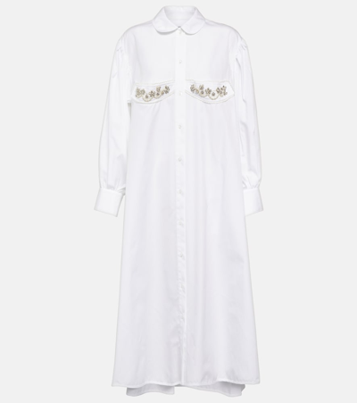 Simone Rocha Crystal-embellished Cotton Maxi Dress In Blue