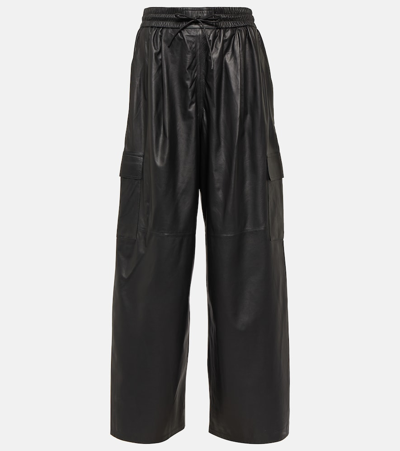 Yves Salomon Leather Trousers In Black
