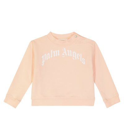 Palm Angels Baby Logo Cotton Jersey Sweatshirt In Pink