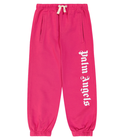 Palm Angels Kids' Logo Cotton Jersey Sweatpants In Pink