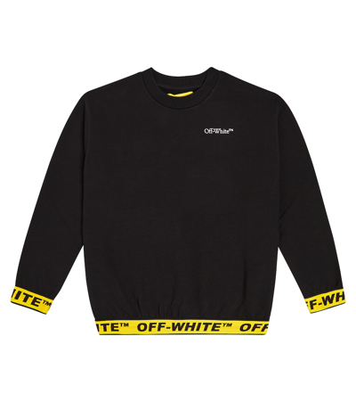 Off-white Kids' Logo Cotton Sweatshirt In Black