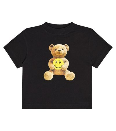 Palm Angels Kids' Smiley Bear Cotton T-shirt In Black