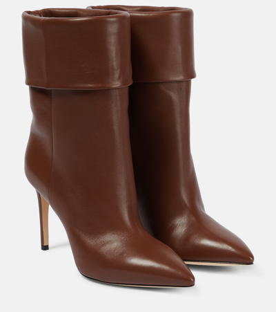 Paris Texas Leather Ankle Boots In Brown