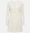 Giambattista Valli Long Sleeve Boucle Mini Dress In White