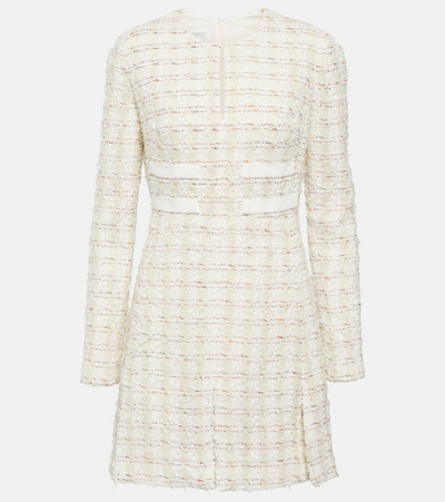 Giambattista Valli Long Sleeve Boucle Mini Dress In White Multi