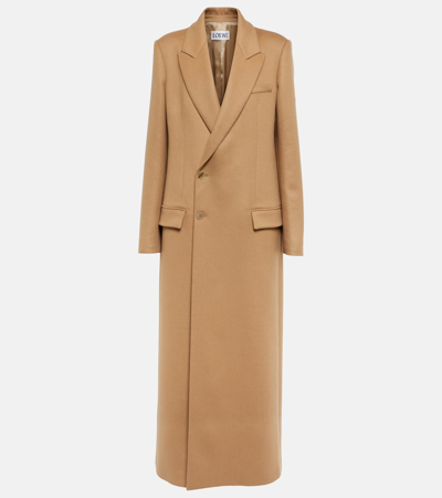 Loewe Double-breasted Wool And Cashmere-blend Coat In Beige