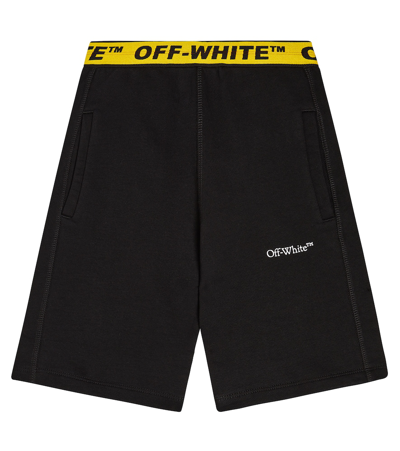 Off-white Kids' Logo棉质短裤 In Black