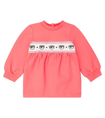 Monnalisa X Chiara Ferragni Baby Cotton-blend Jersey Dress In Pink