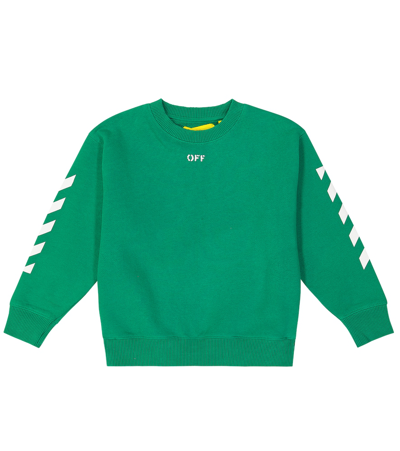 Off-white Kids' Diag Logo-print Sweatshirt In Green