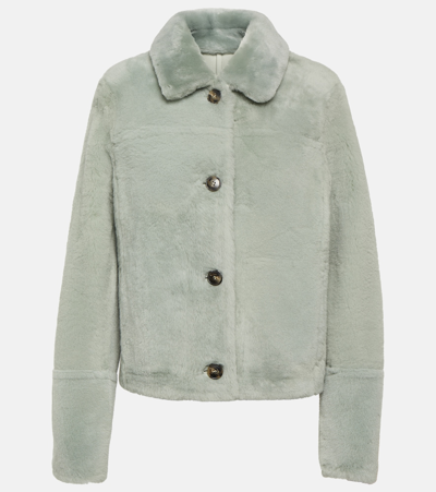 Yves Salomon Shearling Jacket In Green