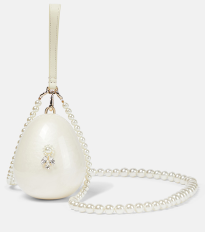 Simone Rocha Mini Egg Pearl-embellished Clutch In Beige